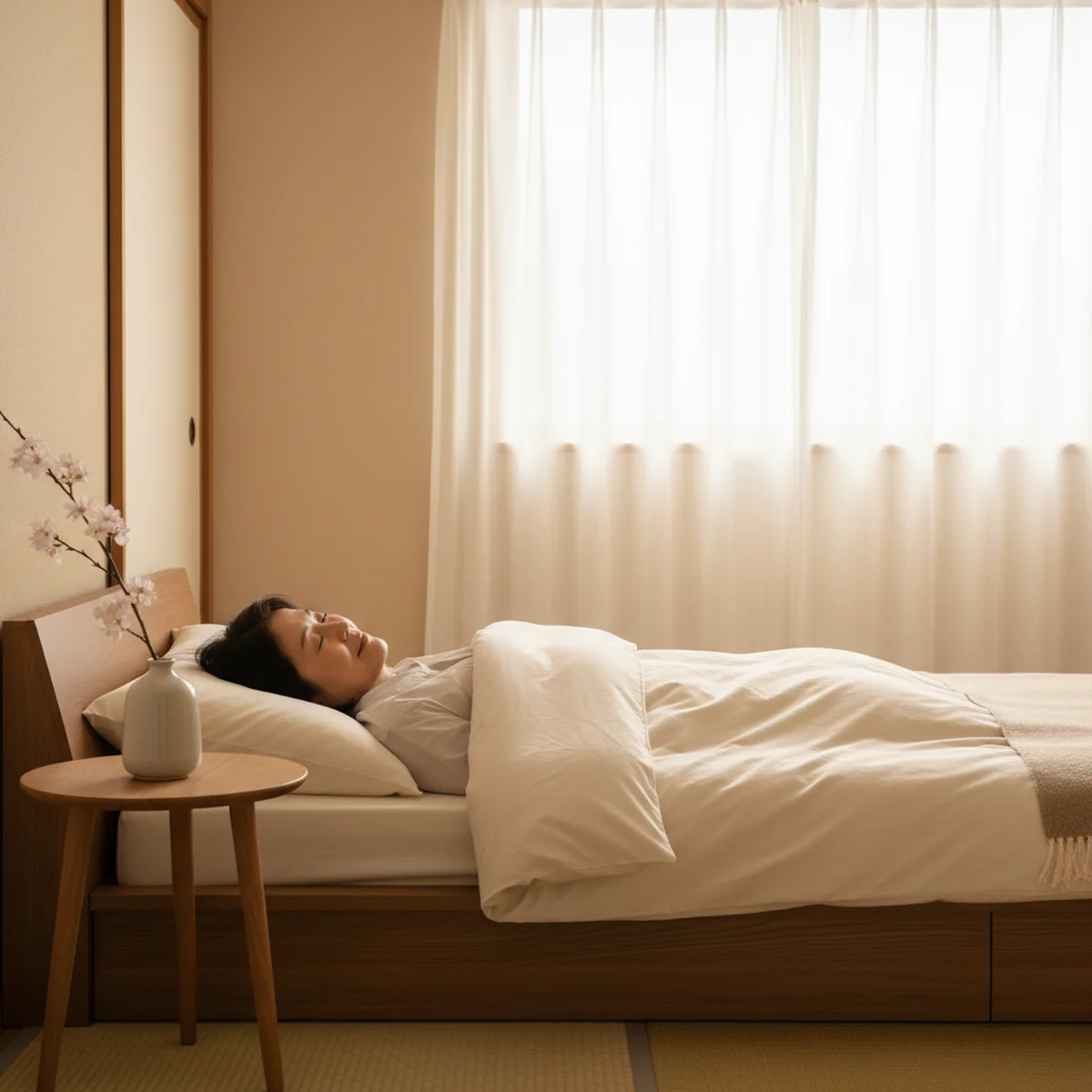 穏やかにねむるシニア女性