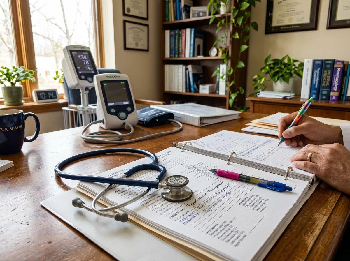 医師と相談する高齢者のイメージ